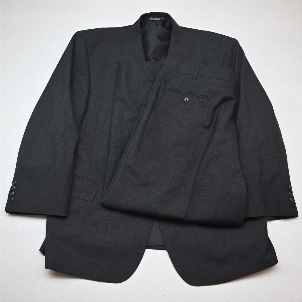 Kilburne & Fitch Mens 46S 38x28 Gray Wool Blend 2 Piece Pleated Suit